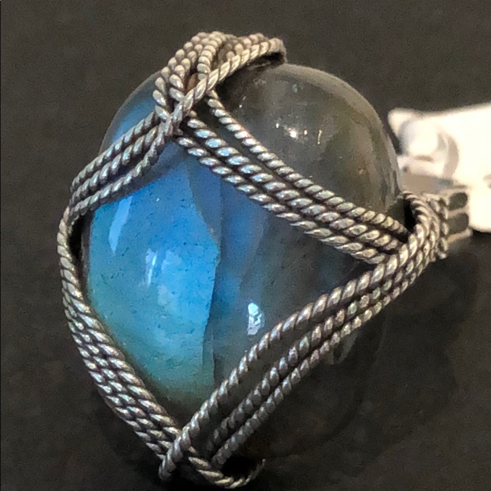 RING AUTHENTIC LABRADORITE GEMSTONE - Picture 2 of 8